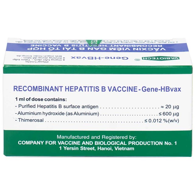 Hbvax (Vắc xin Viêm gan B tái tổ hợp Gene-Hbvax) (Phòng bệnh: Viêm gan B) 893310036423 (Hiệu lực) (SĐK cũ: QLVX-1043-17)