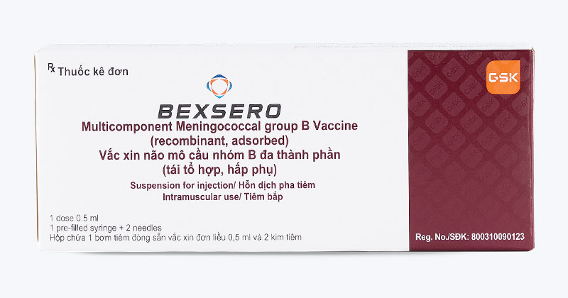 Bexsero (Vắc xin não mô cầu nhóm B đa thành phần (tái tổ hợp, hấp phụ)) (Phòng bệnh: bệnh não mô cầu xâm lấn do Neisseria meningitidis nhóm B) 800310090123